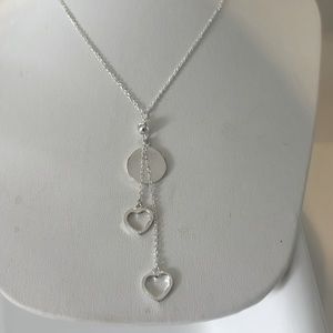 Double Heart Sterling Silver Necklace NWOT